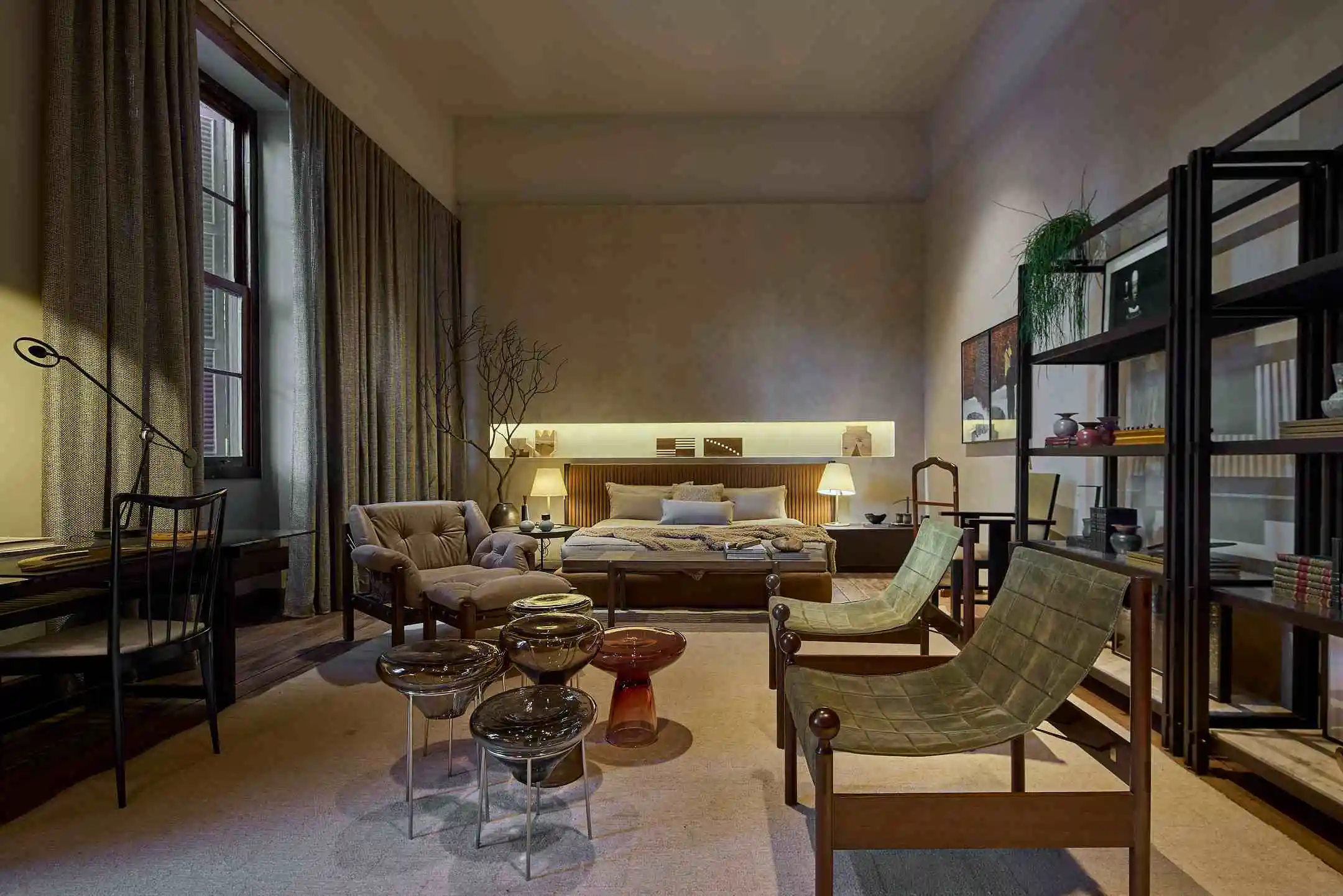 cortina de tecido em quarto